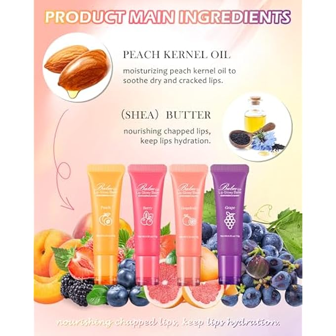 Balm MOISTURIZER LIP GLOWY BALM, HYDRATING & NOURISHING REPAIR SLEEPING LIP MASK, SHINE GLOSSY FINISH LIP OIL, DAY AND NIGHT SMOOTH CRACKED CHAPPED DRY LIPS, LIP CARE THERAPY TREATMENT FOR WOMEN-4#GRAPE - Image 2